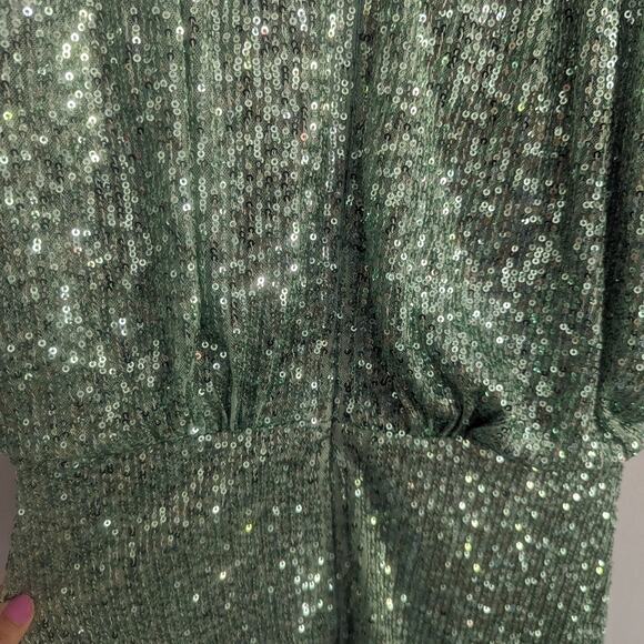 Women's Harlyn Mint Blue Sequin Dress XS Faux Wrap Front Cocktail Formal - Picture 6 of 8